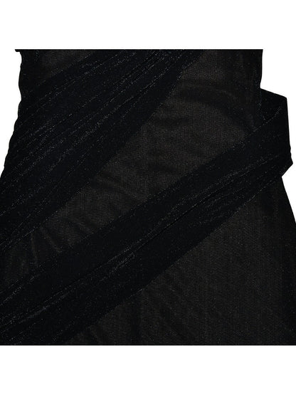 One Shoulder Shimmer Mesh Backless Dress