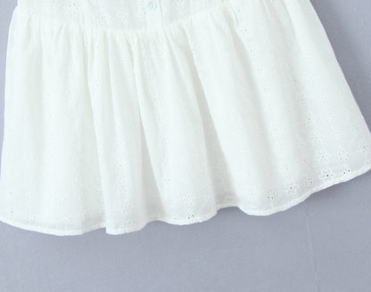 White - Lace Spliced Spaghetti Strap Dress