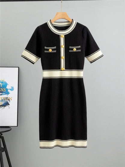 Black – Short-Sleeve Slim Fit Fashion Dress