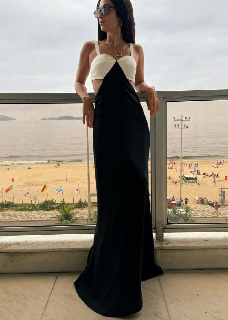 Monochrome Elegance Cutout Gown