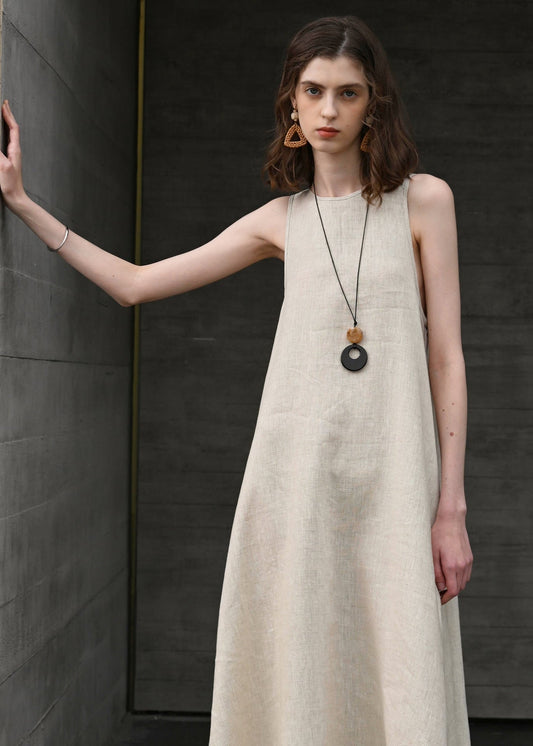 Drift Linen - Sleeveless A-Line Maxi Dress