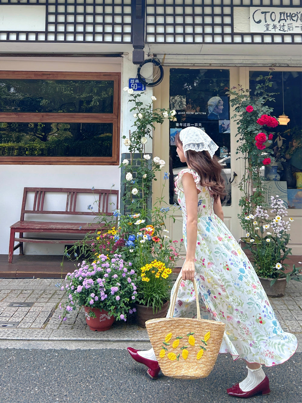 Blush Sunset Floral Dress Off-Shoulder Ruched Tea Party Midi