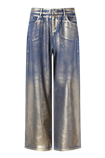 Vicky Straight Leg Gold Foil Jeans