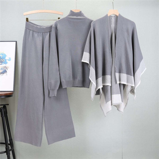 Gray – Loose Knit Sweater Three Piece Set