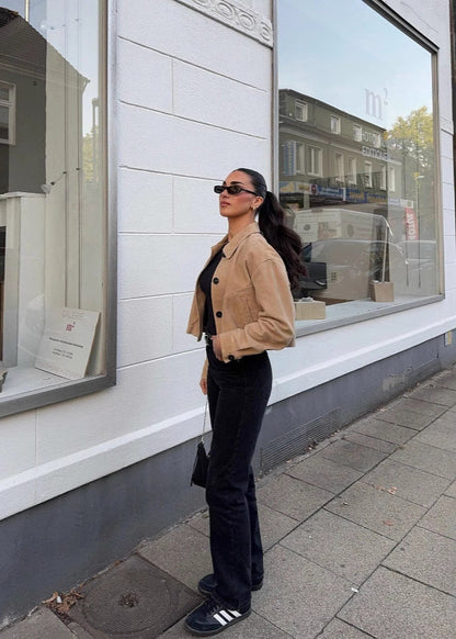 Celine - Cropped Suede Button-Up Jacket