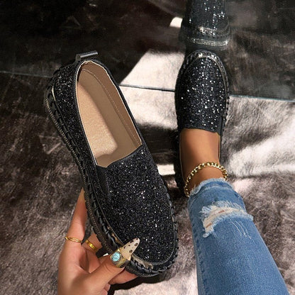 AmyVictoria | Chic Glitter Decorated Slip-On Loafers