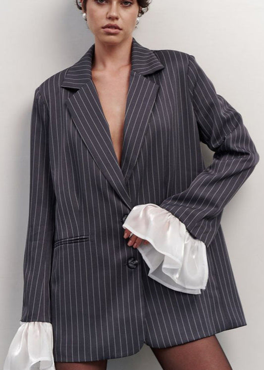 Pinstripe Drama Oversized Blazer