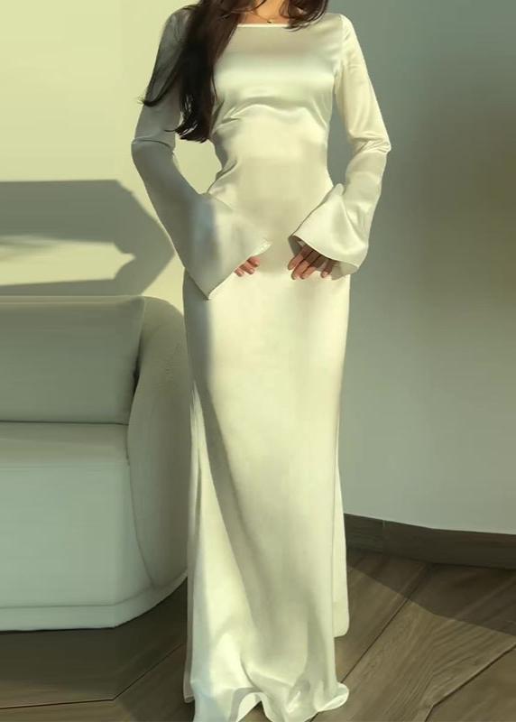 Aurora - Satin Long Sleeve Maxi Dress