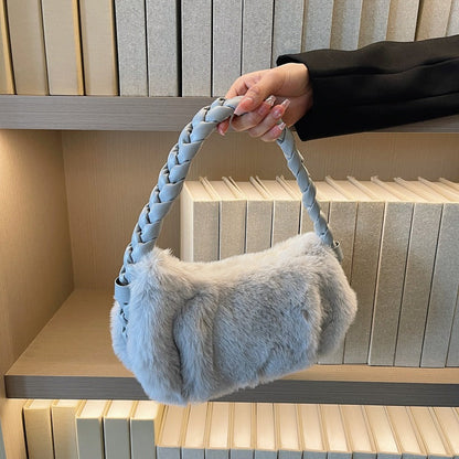 Cable Knit Fuzzy Minimalist Crossbody Bag