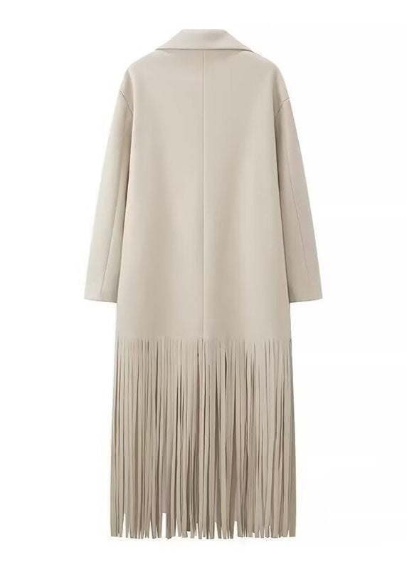 Fringe-Detail Wool Coat