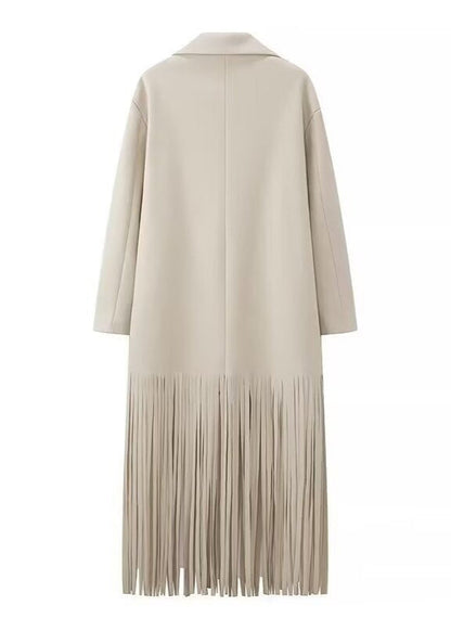 Fringe-Detail Wool Coat