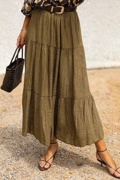 Solid Color Splicing Casual Vacation Maxi Skirt