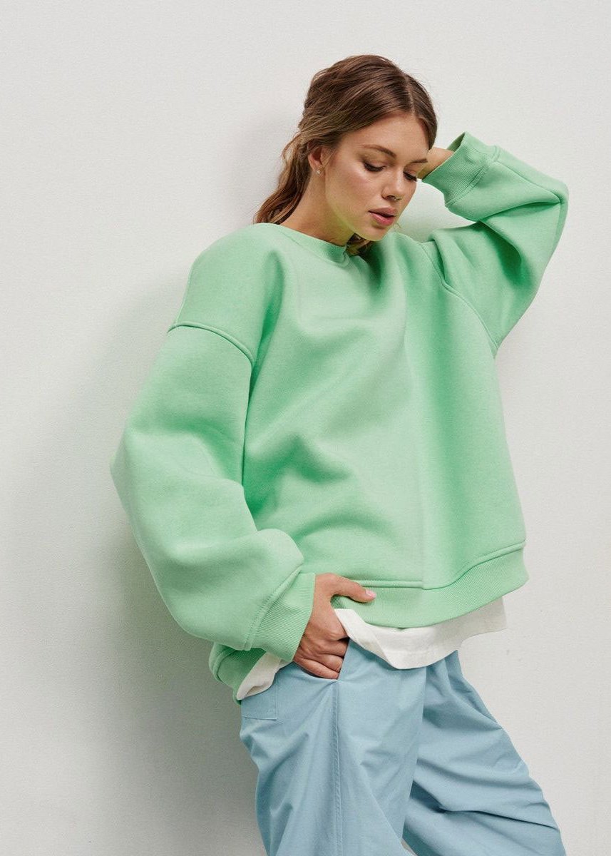 Oversized Green Sweatshirt - Relaxed Street Style