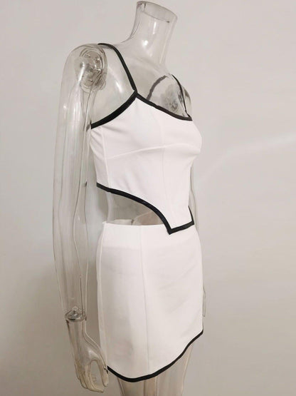 Contrast Color Hip Skirt & Coord Set