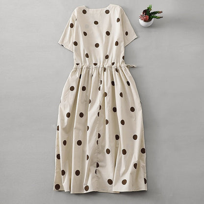 Slimming A-Line Simple Polka Dot Dress