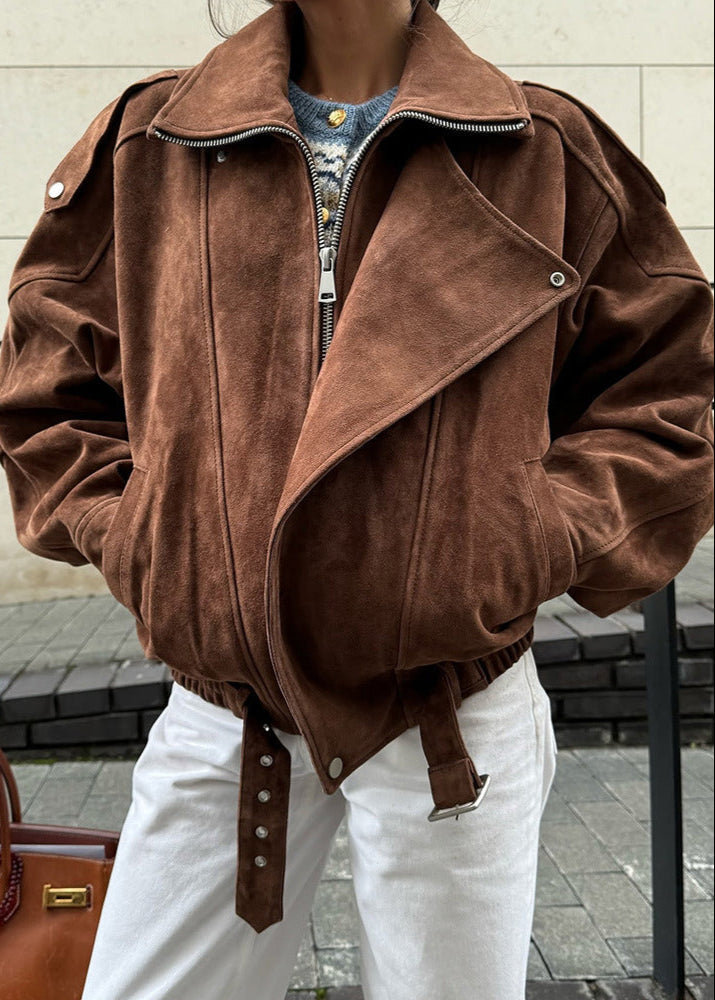 Dakota Suede Moto Bomber Jacket