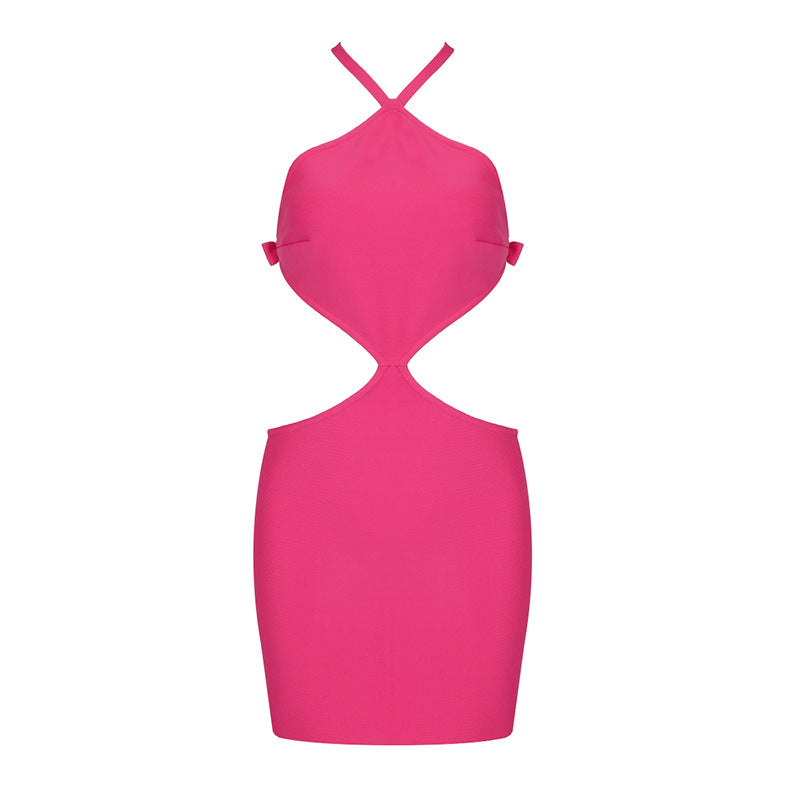 Lattice Bow Strap Open Back Sleeveless Mini Dress