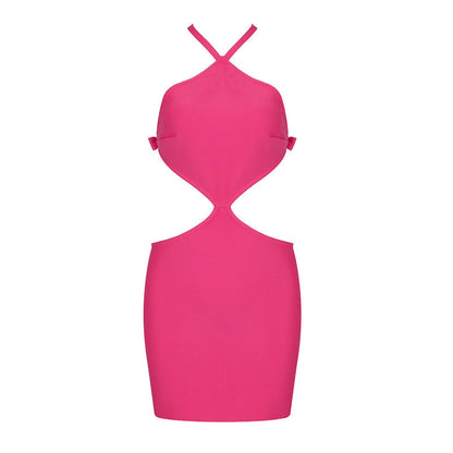 Lattice Bow Strap Open Back Sleeveless Mini Dress