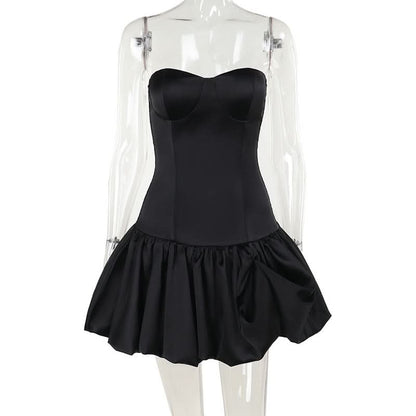 Sweetheart neck backless solid tube mini dress