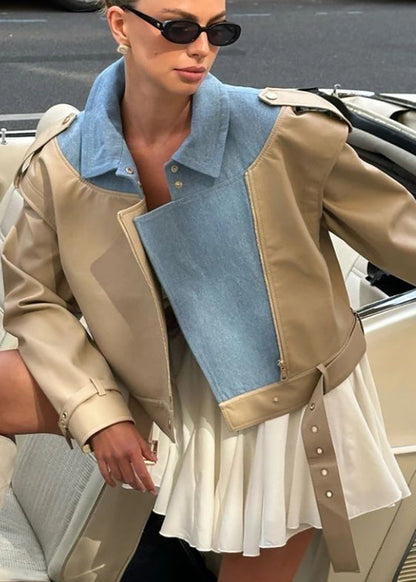 Vesper - Two-Tone Faux Leather Jacket