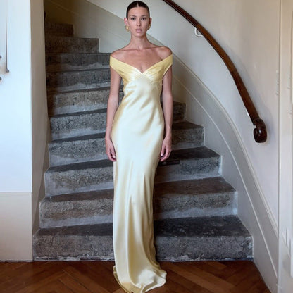Off-Shoulder Strapless Backless Gown Sexy Formal Dress