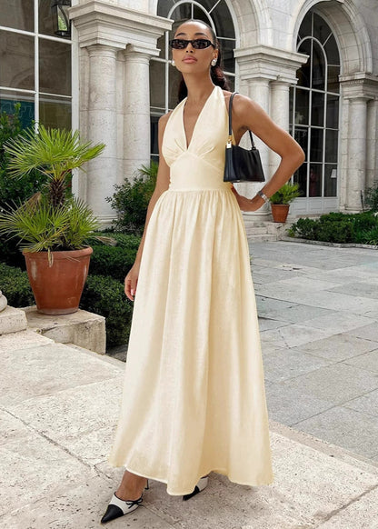 Vienna Grace - Halter Backless Maxi Dress