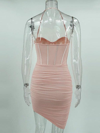 Corset Asymmetric Halter Dress