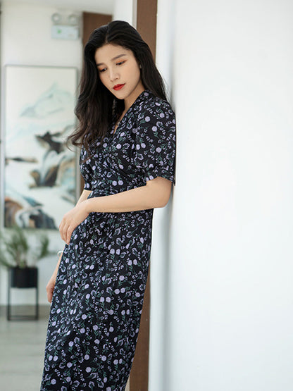 Amy Vintage Floral Puff Sleeve Maxi Dress