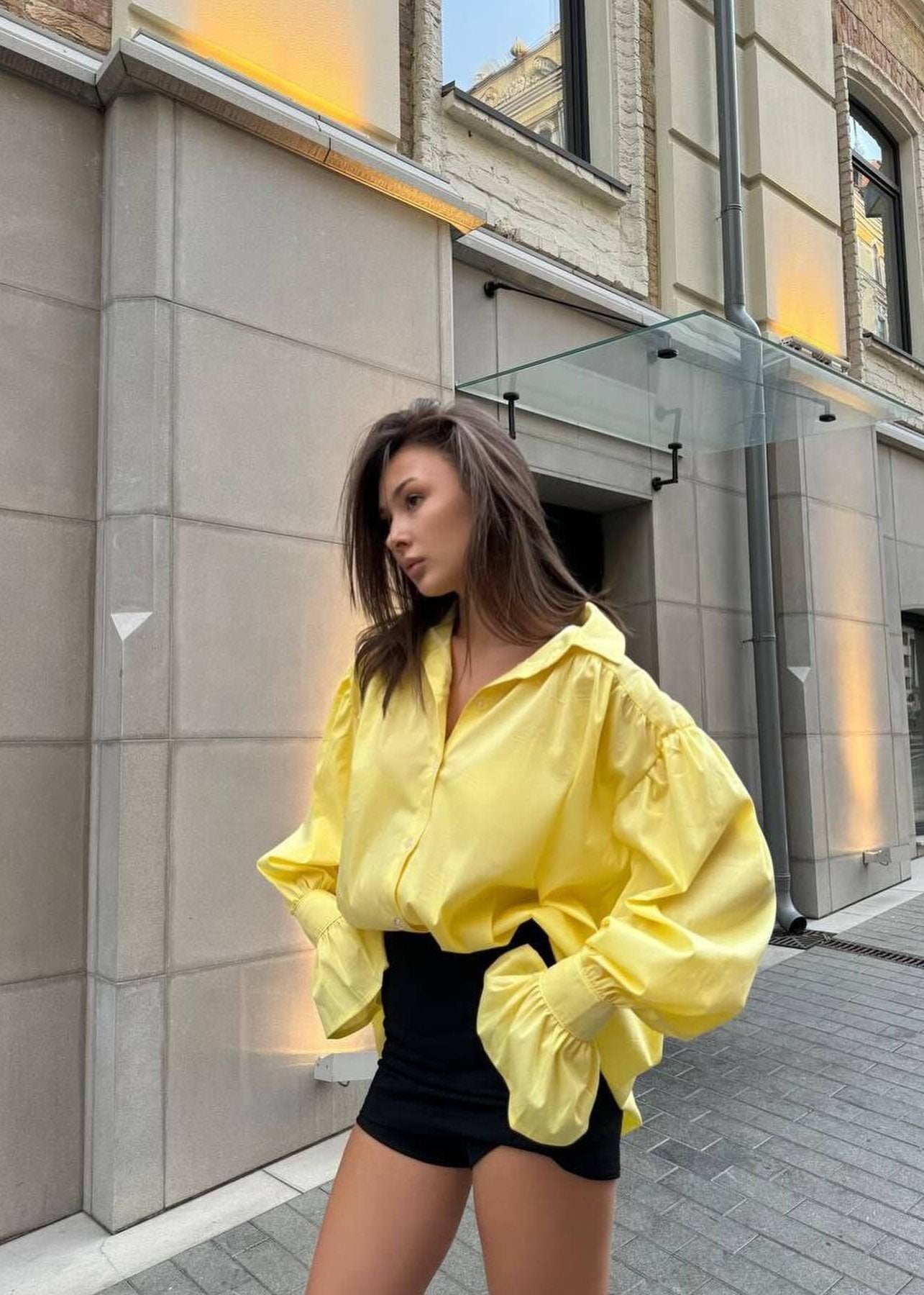 Oversized Yellow Statement Shirt - Bold Elegance