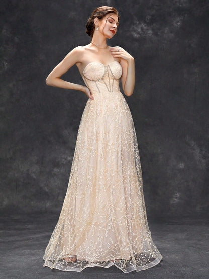 Champagne Tube Top Dress Maxi Dress Slim Fit Super Fairy Slimming Evening Dress Party Cocktail Dress
