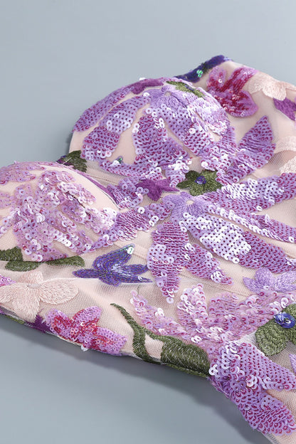 Aurora Floral-embroidered Strapless Maxi Dress