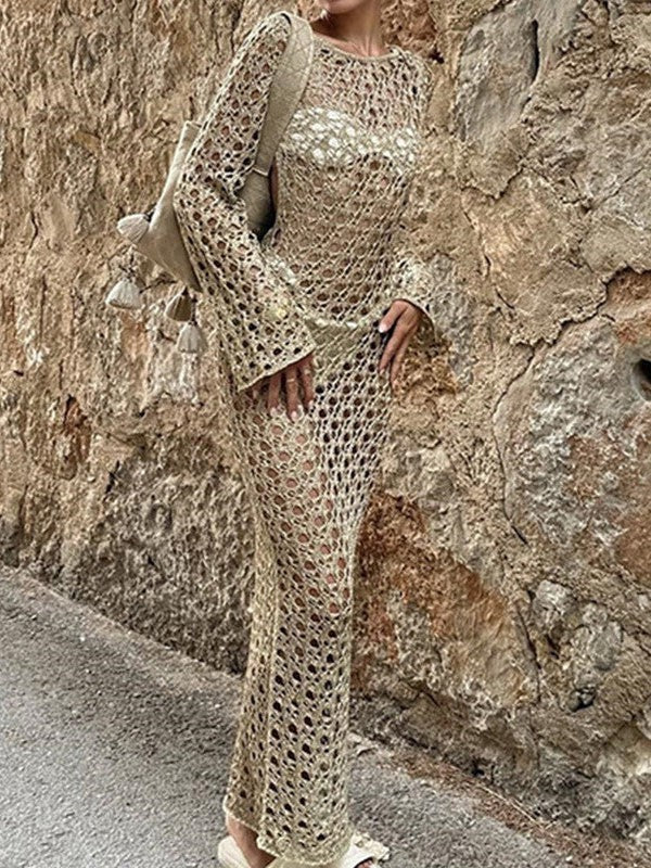 Pele Hollow Out Cutout Holiday Beach Maxi Dress