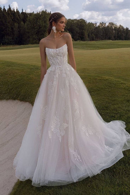 Strapless Lace Ball Gown Wedding Dress