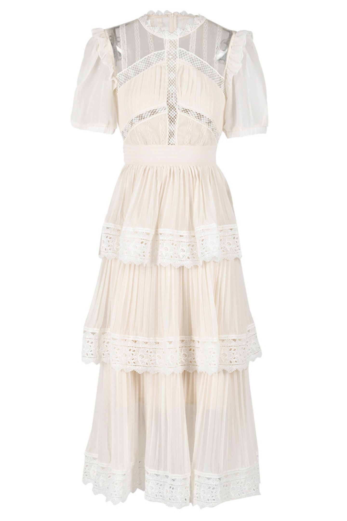 Janet Lace Detail Tiered Midi Dress