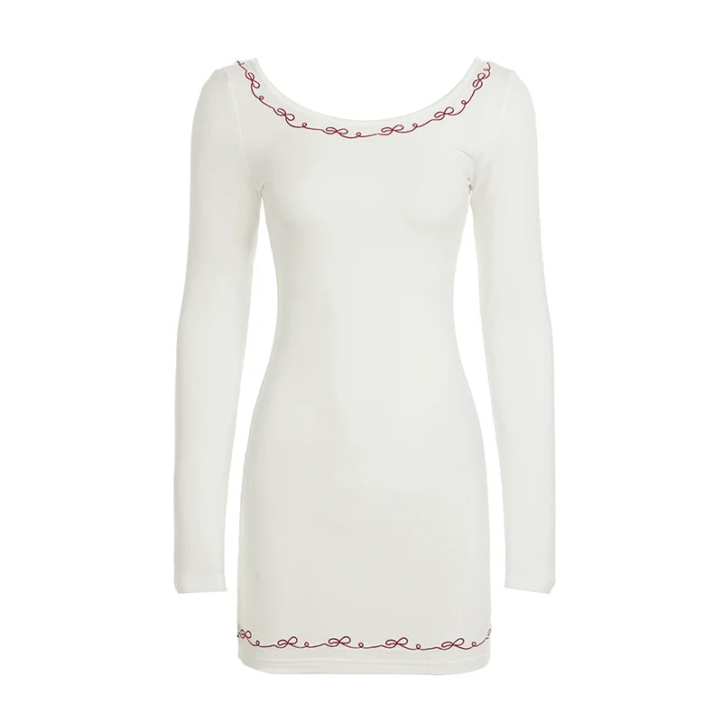 Frida Embroidered Long Sleeve Mini Dress