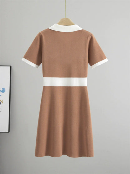 Coral Red – Slim Fit Short Sleeve Knitted Dress
