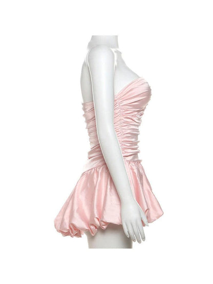 Sheath Balloon Tube Backless Bud Dress
