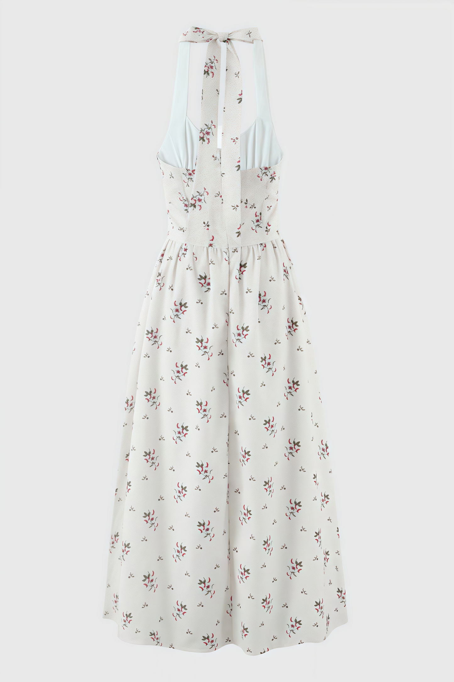 Zinnia Floral Print Stretch Cotton Halter Neck Midi Dress
