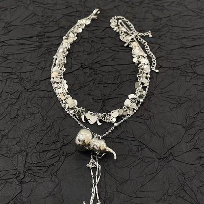 Gourd pendant glitter metal chain 2 pcs choker necklace