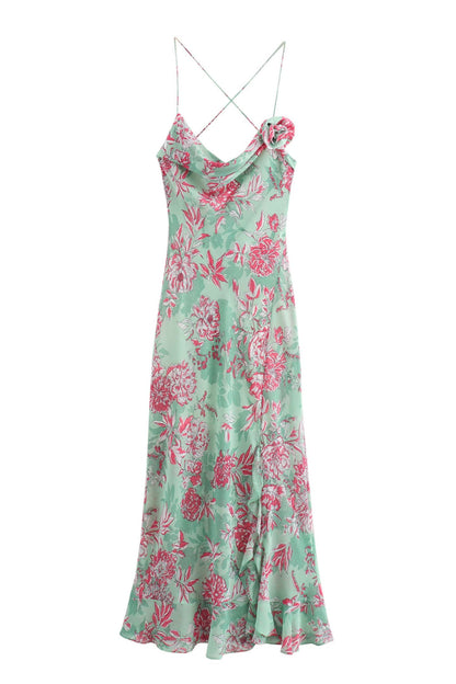 Sabina Floral Printed Spaghetti Strap Maxi Dress