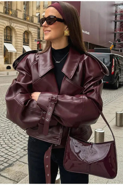 Dana Faux Leather Cropped Jacket