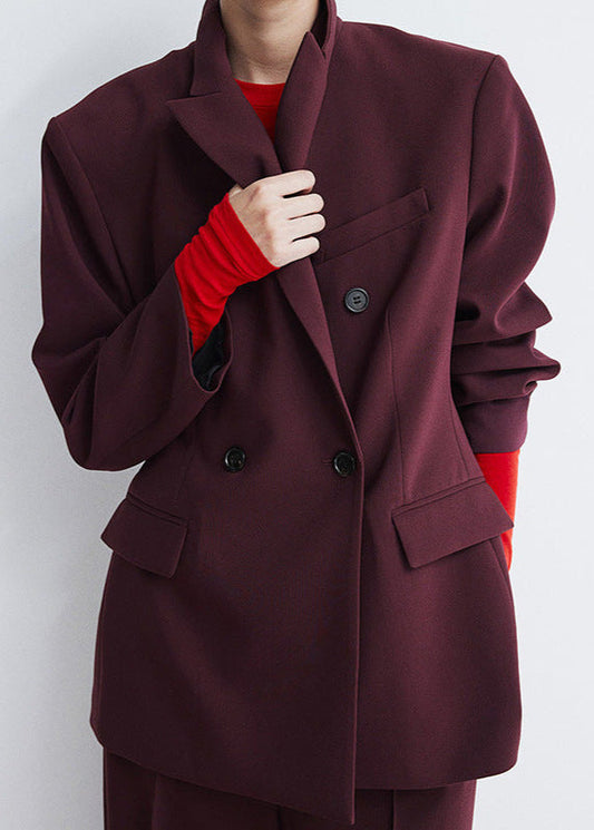 Merlot Tailored Double-Breasted Blazer