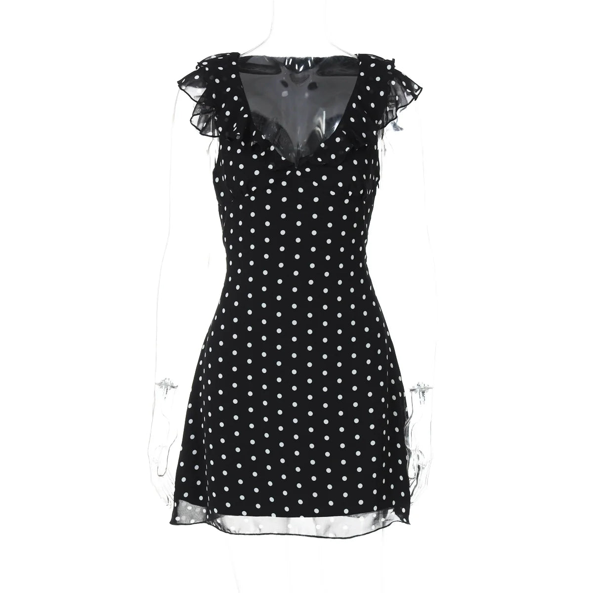 Davina Ruffled Polka Dot Mini Dress