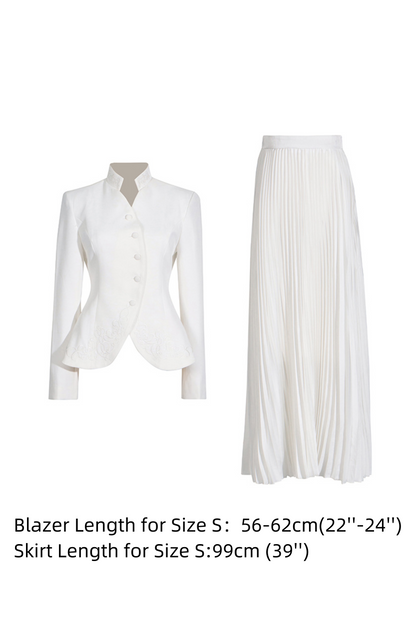 Christine Embroidery Pleated Skirt Set