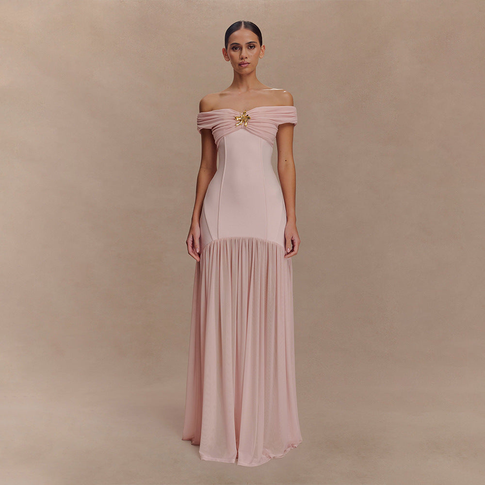 Backless Mesh Panel Midi Dress