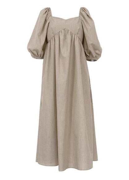 Isla Linen Puff Sleeve Maxi Dress