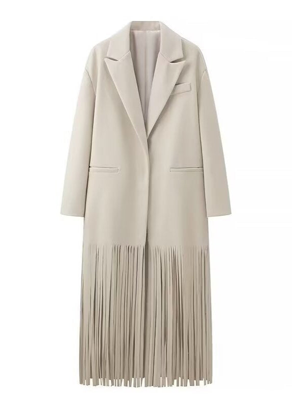 Fringe-Detail Wool Coat