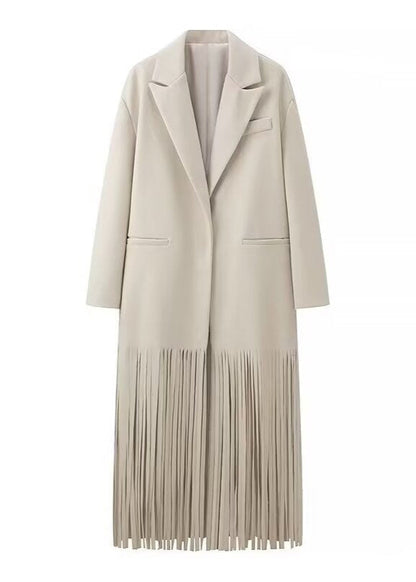 Fringe-Detail Wool Coat