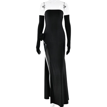 Dress Tube Top Inlay Sleeveless Split Backless Dress