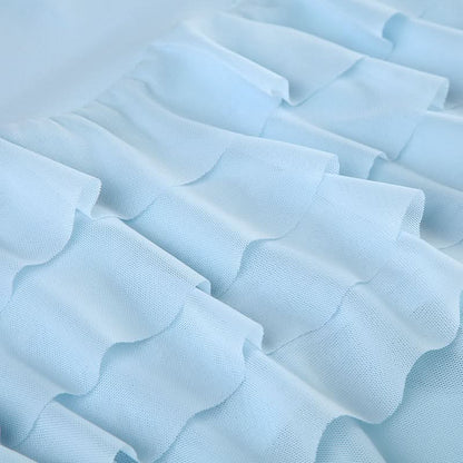 Mesh ruffle irregular mini skirt